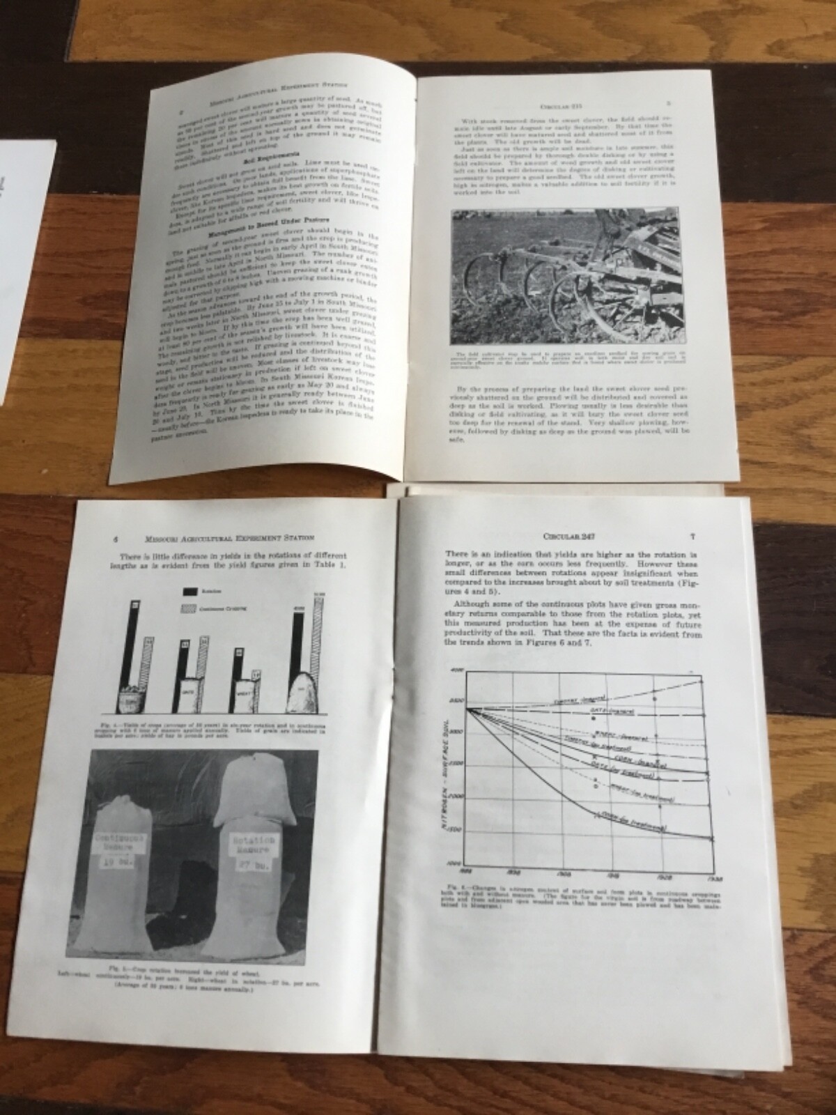 WWII Era Brochure x5 Univ. of MO crops, pastures,wheat, lespedeza+ 1930’s-40’s