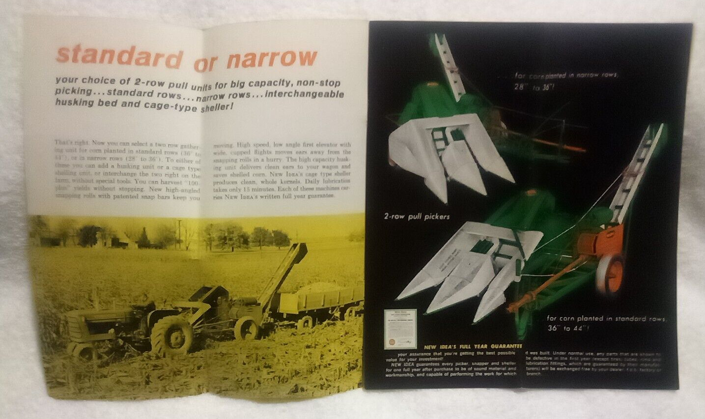 New Idea Two-Row Pull Type Corn Pickers Vintage 1963 Advertising Farm Brochure