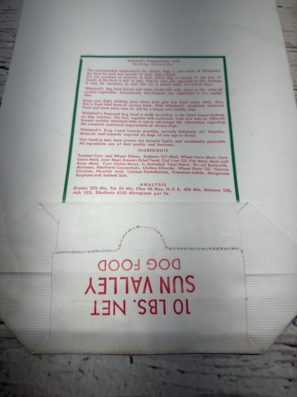 VTG Whitehall’s Sun Valley Dog Food Whitehall Mills Allentown PA RARE Feed Bag