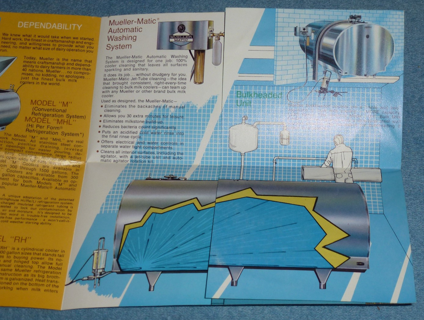Vtg 1970s Mueller Bulk Milk Coolers Advertising Brochure Farm Equipment Specs