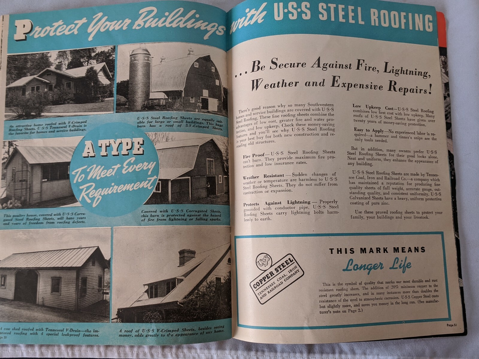 1944 USS Farmer’s & Rancher’s Handbook – Catalog Steel Products Fence Roof Nails