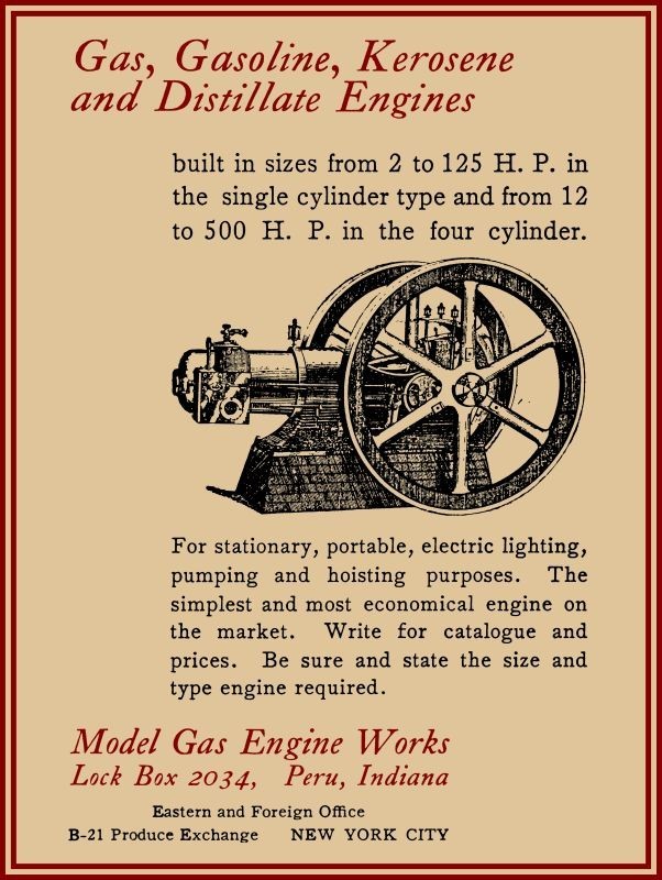 1908 Model Gas Engine Works of Peru, Indiana NEW METAL SIGN: 12×16″
