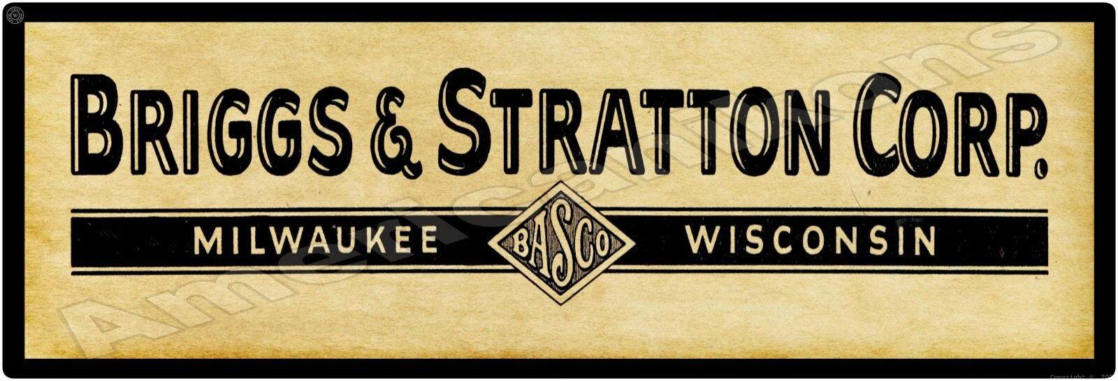 1925 Briggs & Stratton, BASCO Engines New Metal Sign: 6″ x 18″ Long – Ships Free