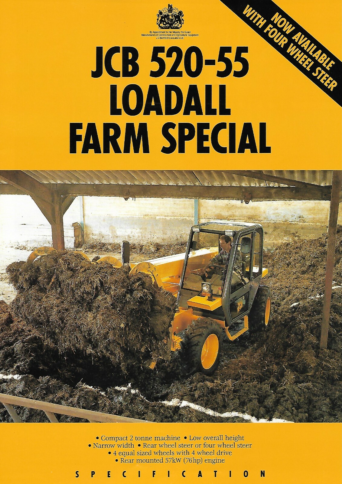 Farm Equipment Brochure JCB – 520-55 Loadall Farm Special 4WSteer – 1994 (F7364)