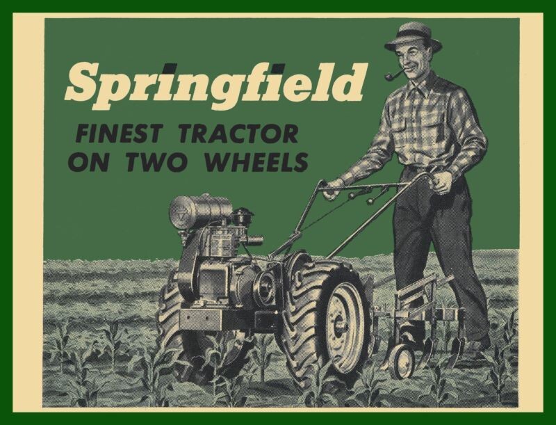 1954 Springfield Garden Tractor NEW Sign 24×30″ USA STEEL XL Size 7 lbs