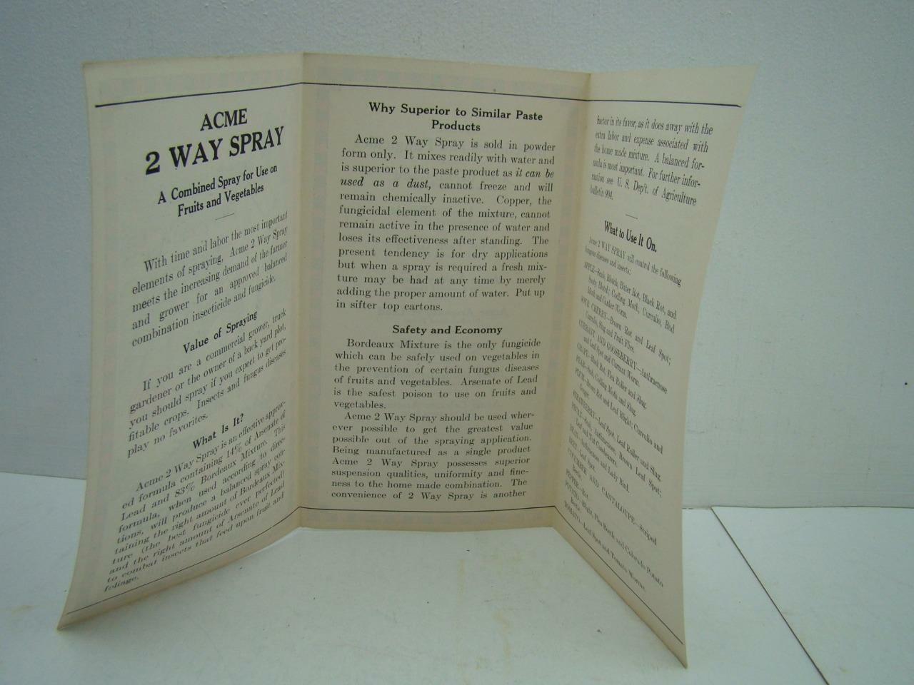 CIRC 1927 ACME 2 WAY SPRAY PAMPHLET