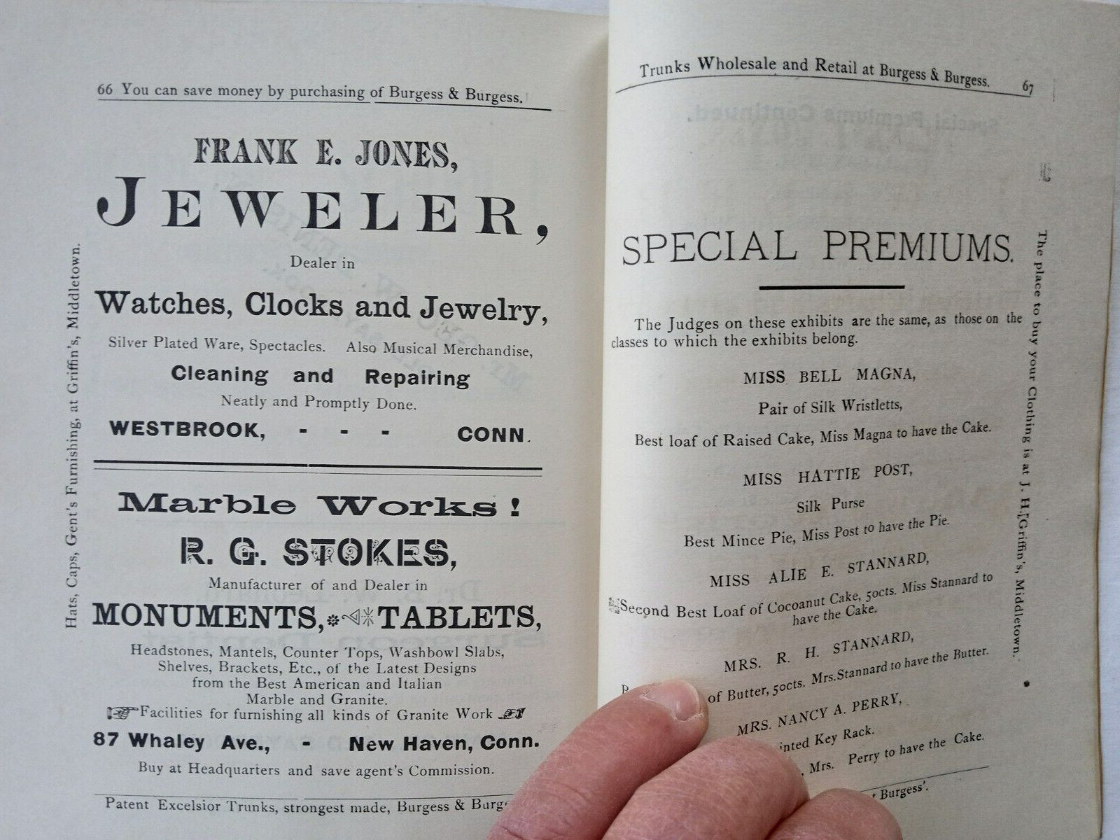 WESTBROOK CT Agricultural Society 1887 Cattle Show & Fair Program 7th Annual
