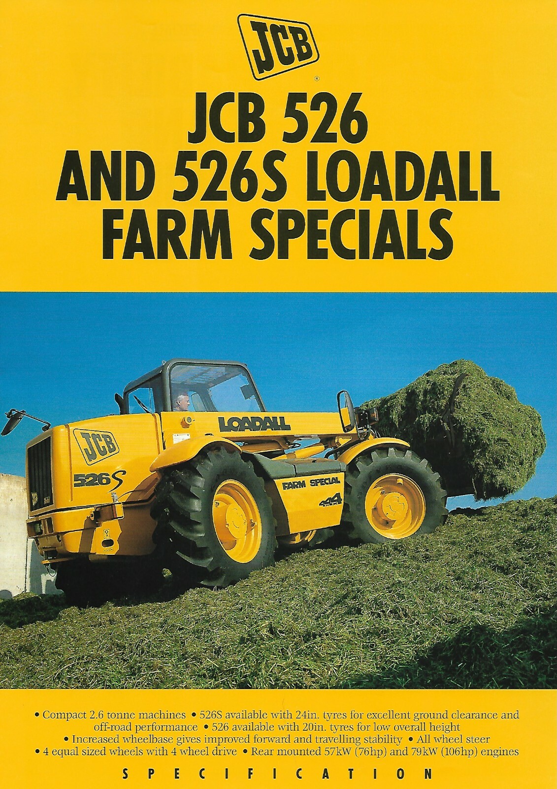 Farm Equipment Brochure JCB – 526 526S – Loadall Farm Special – 1997 (F7366)