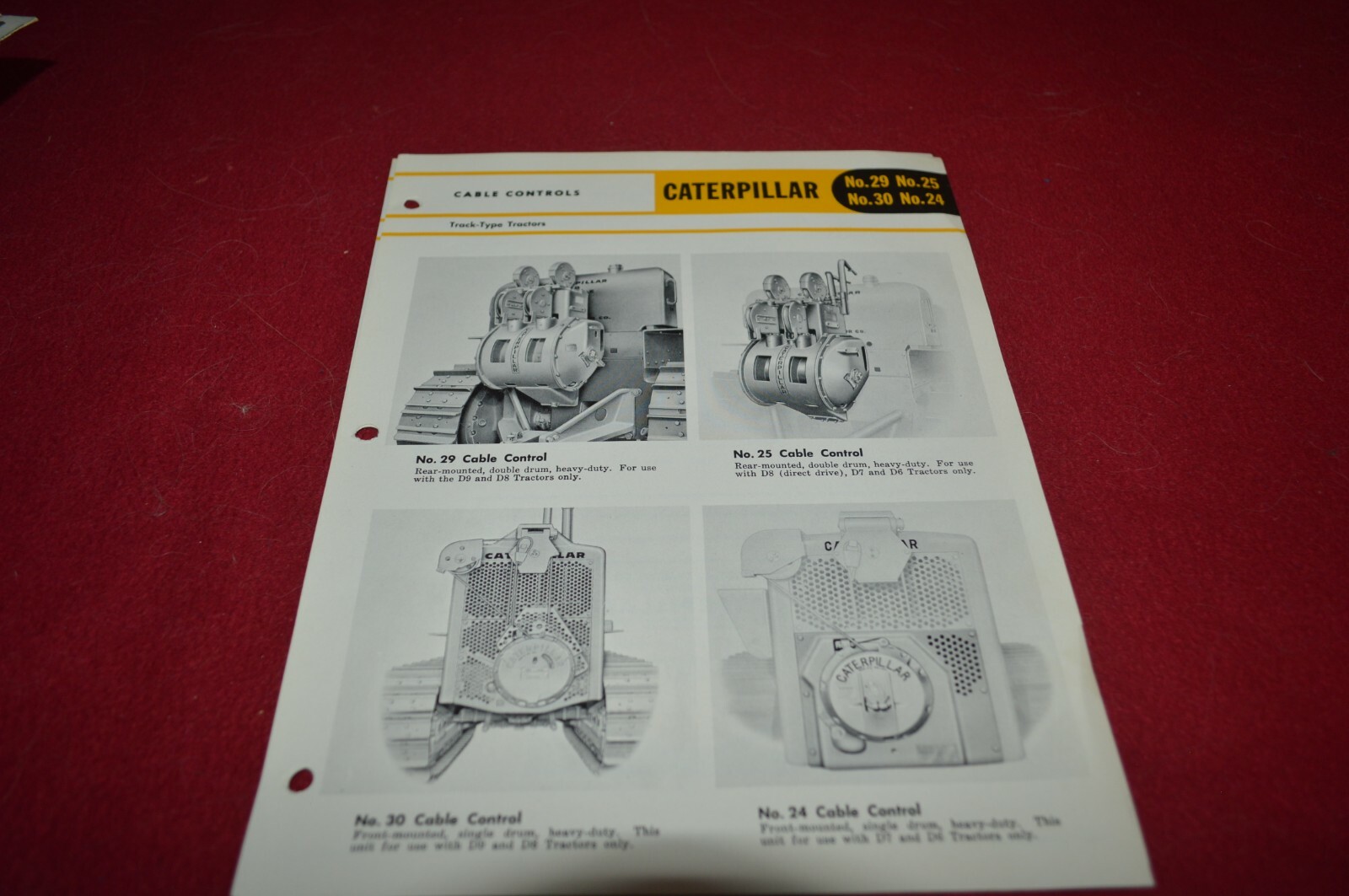 Caterpillar 29 25 30 24 Cable Control For 1957 Dealer’s Brochure AMIL16
