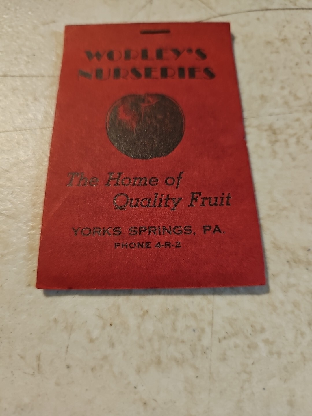 Vintage Early Worley’s Nurseries Memo Pad. York Springs,PA. Phone 4-R-2