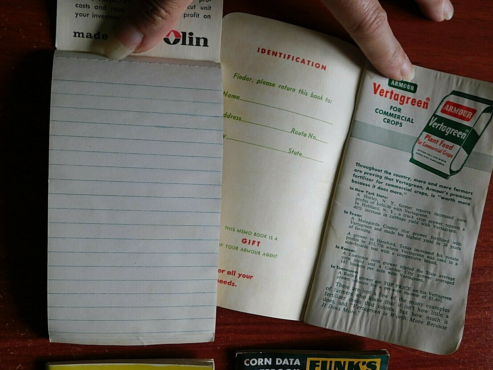 4) Notebooks: Funk’s G, McCurdy Hybrids, Olin Agri, Armour Fert – advertising