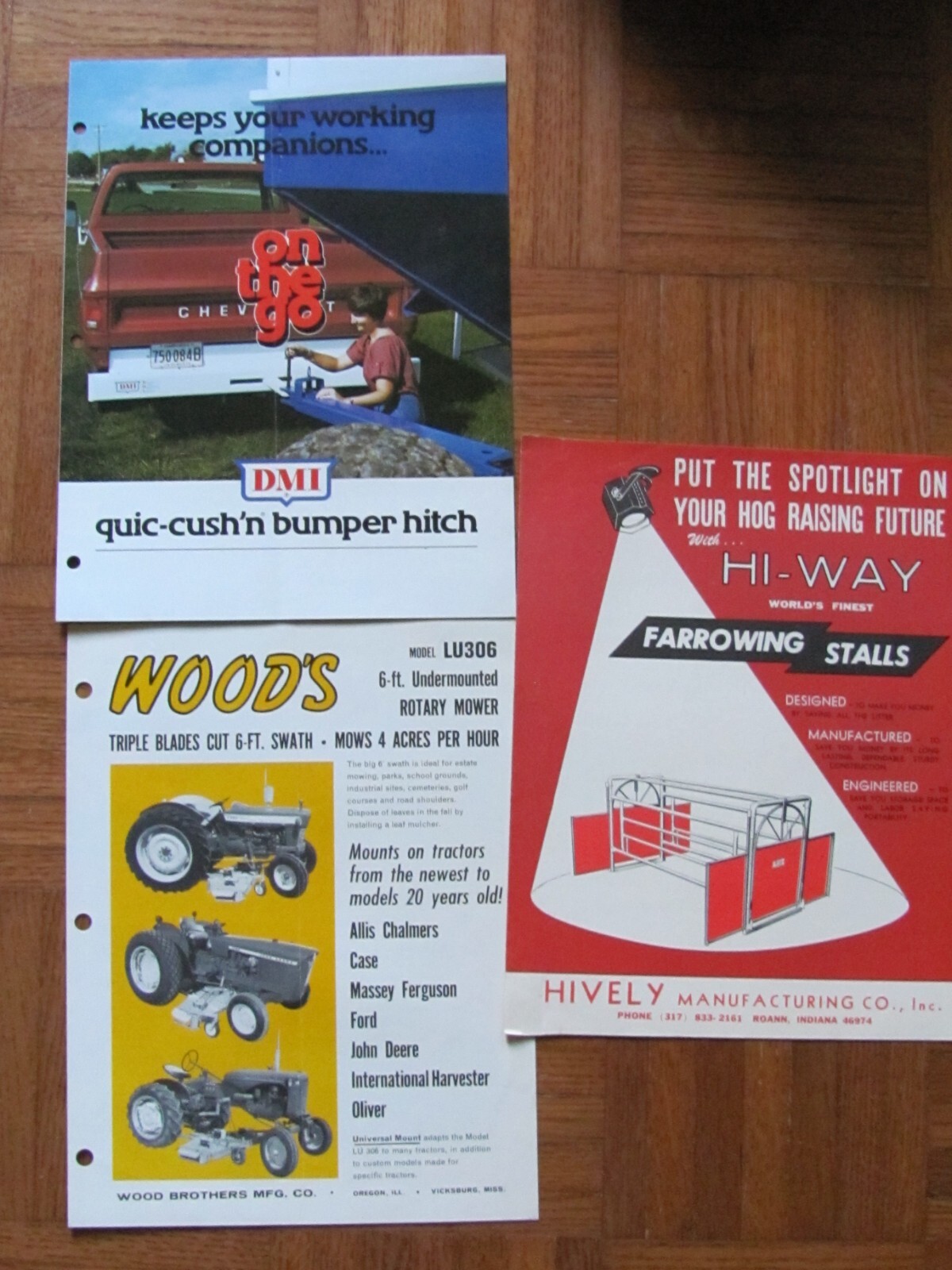 VTG FARM ADVERTISING 3 MATHEWS MOWERS 1 DMI 1 GLENCOE 1 JD ATTACHMENT 1 HIVELY