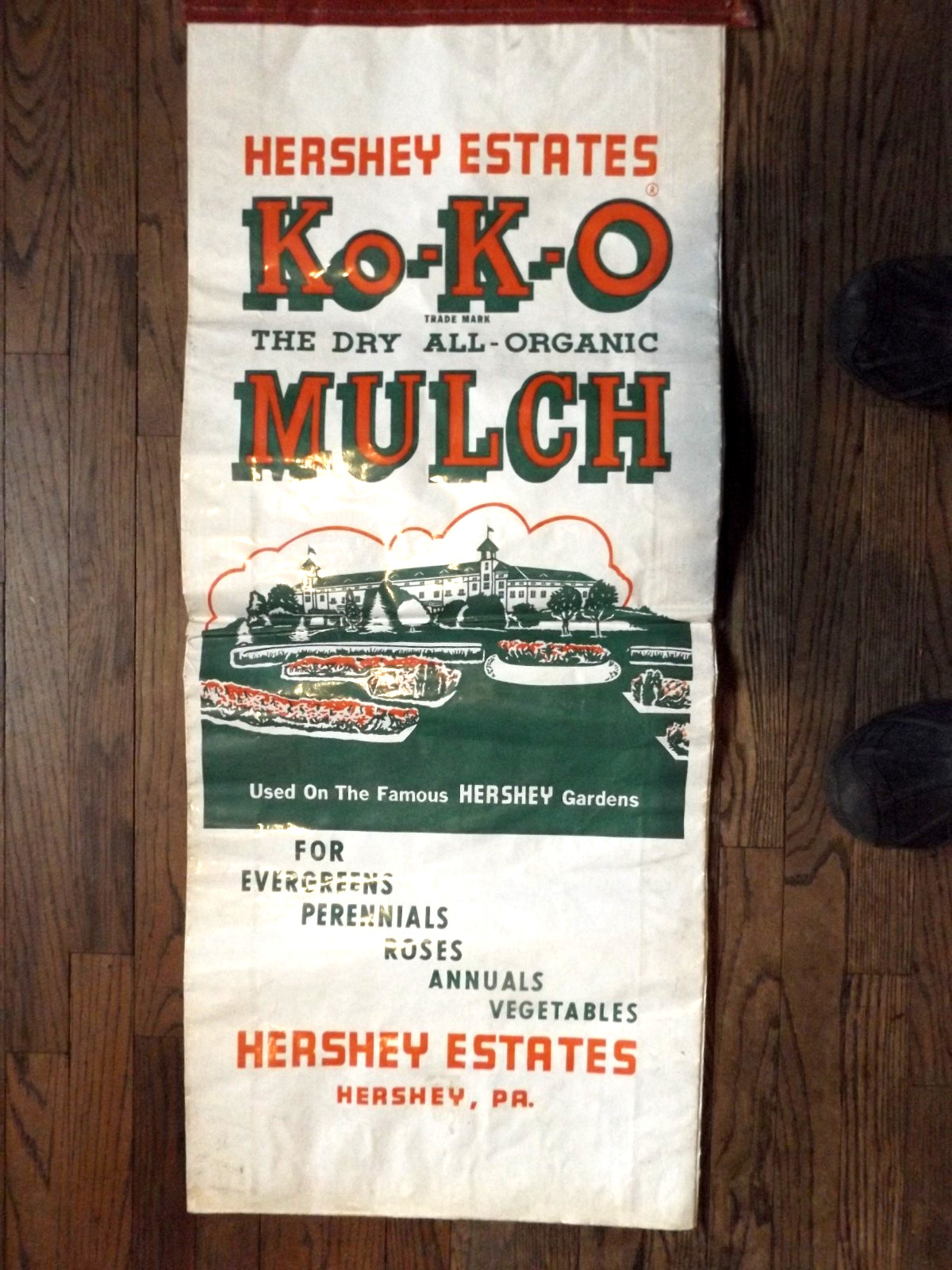 Famous Hershey Estates Ko-K-o Mulch EMPTY BAG 18 x 43 Hershey PA