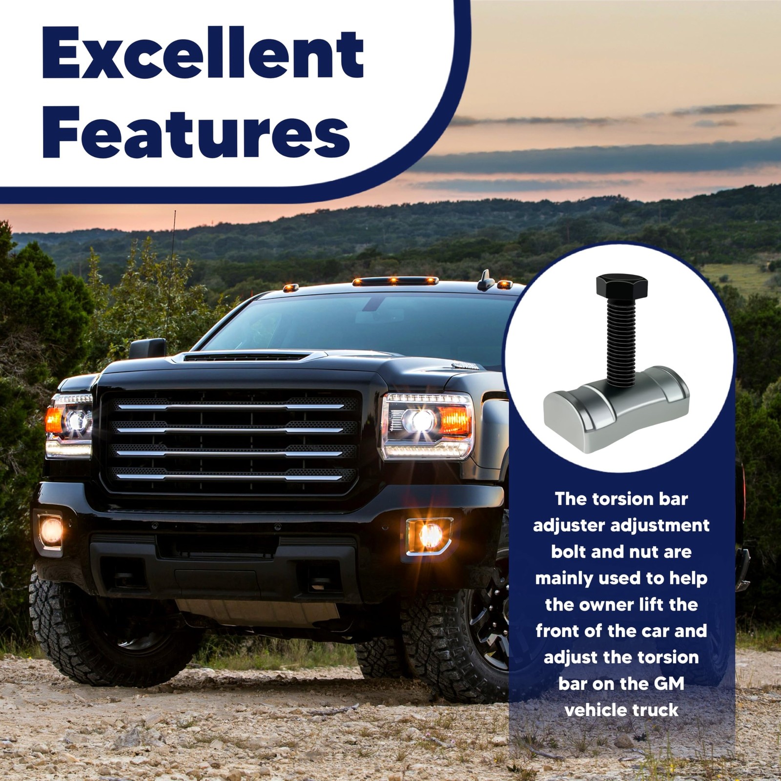 VONLX Torsion Bar Adjustment Bolt and Lock Nut Fit for Chevrolet silver