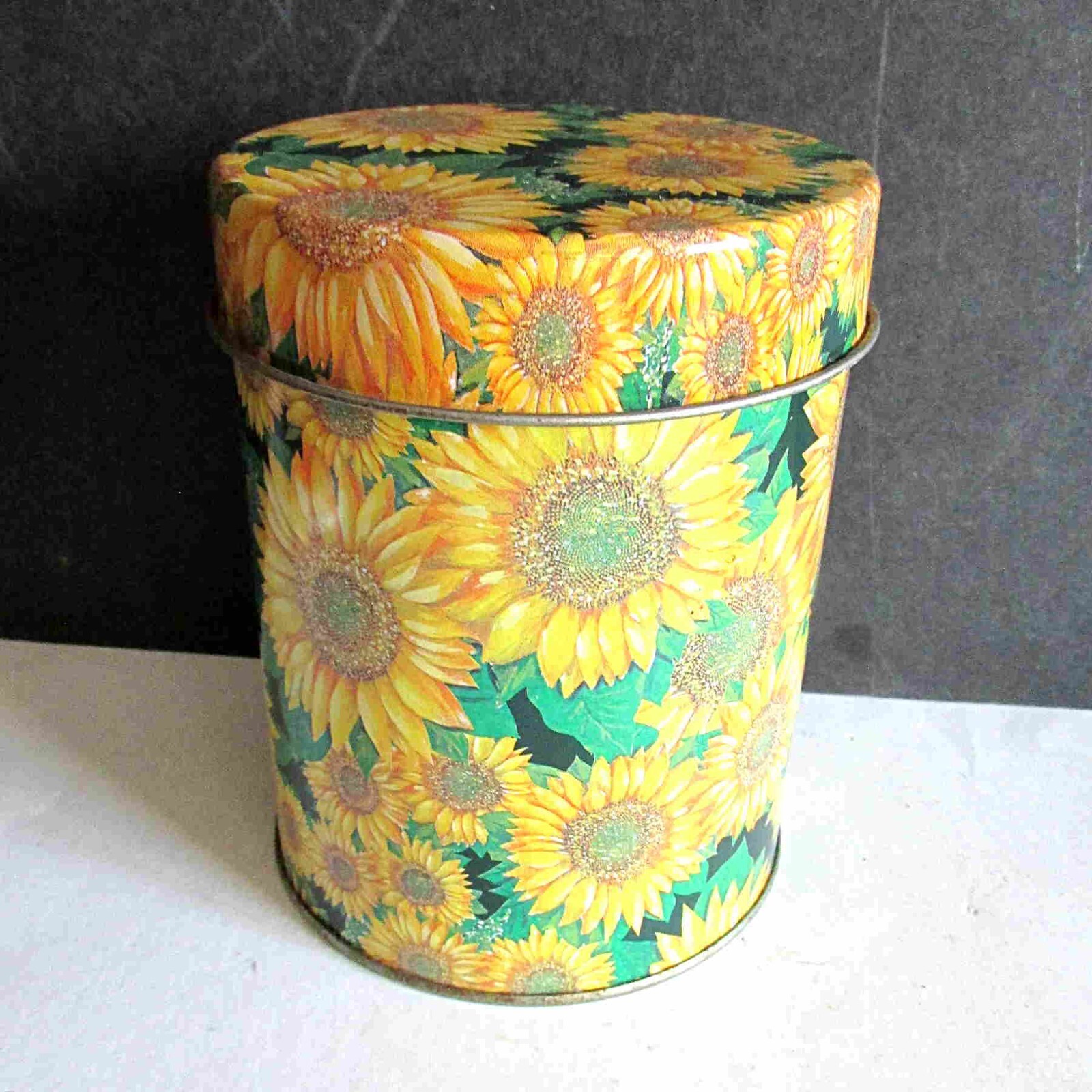 Yellow Sunflowers on Empty Metal Tin 4.25×5.5″ FREE SH