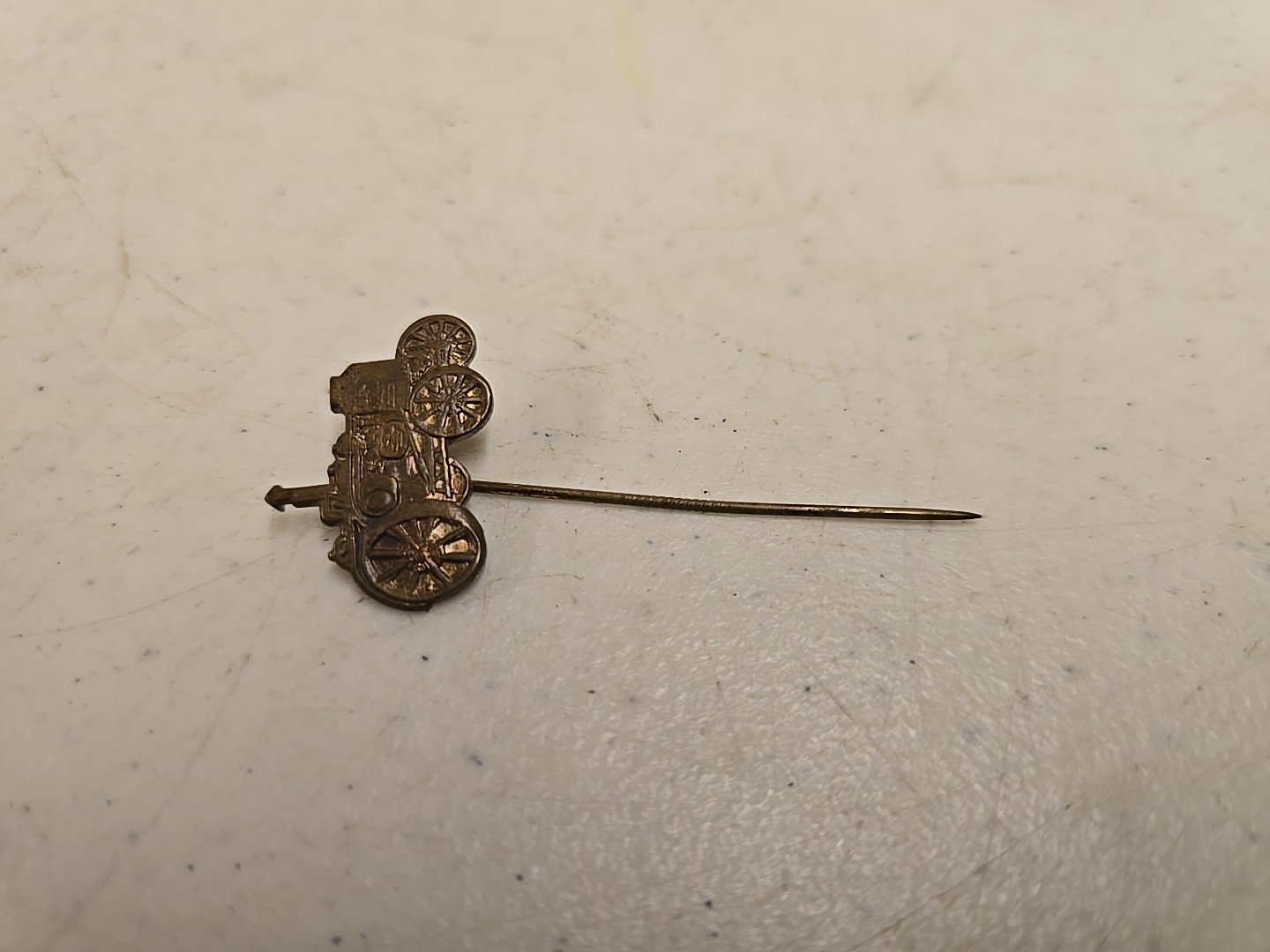 Antique 2.5″ Brass Advance-Rumley La Porte IN Advertising Tractor Stick Pin