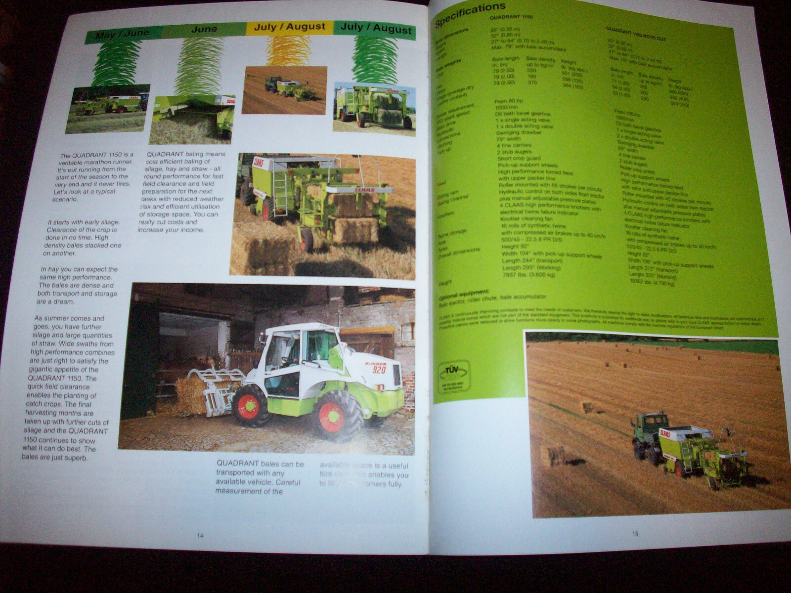 Claas Square Hay Baler Advertising Brochure Quadrant 1150 1150 Roto Cut