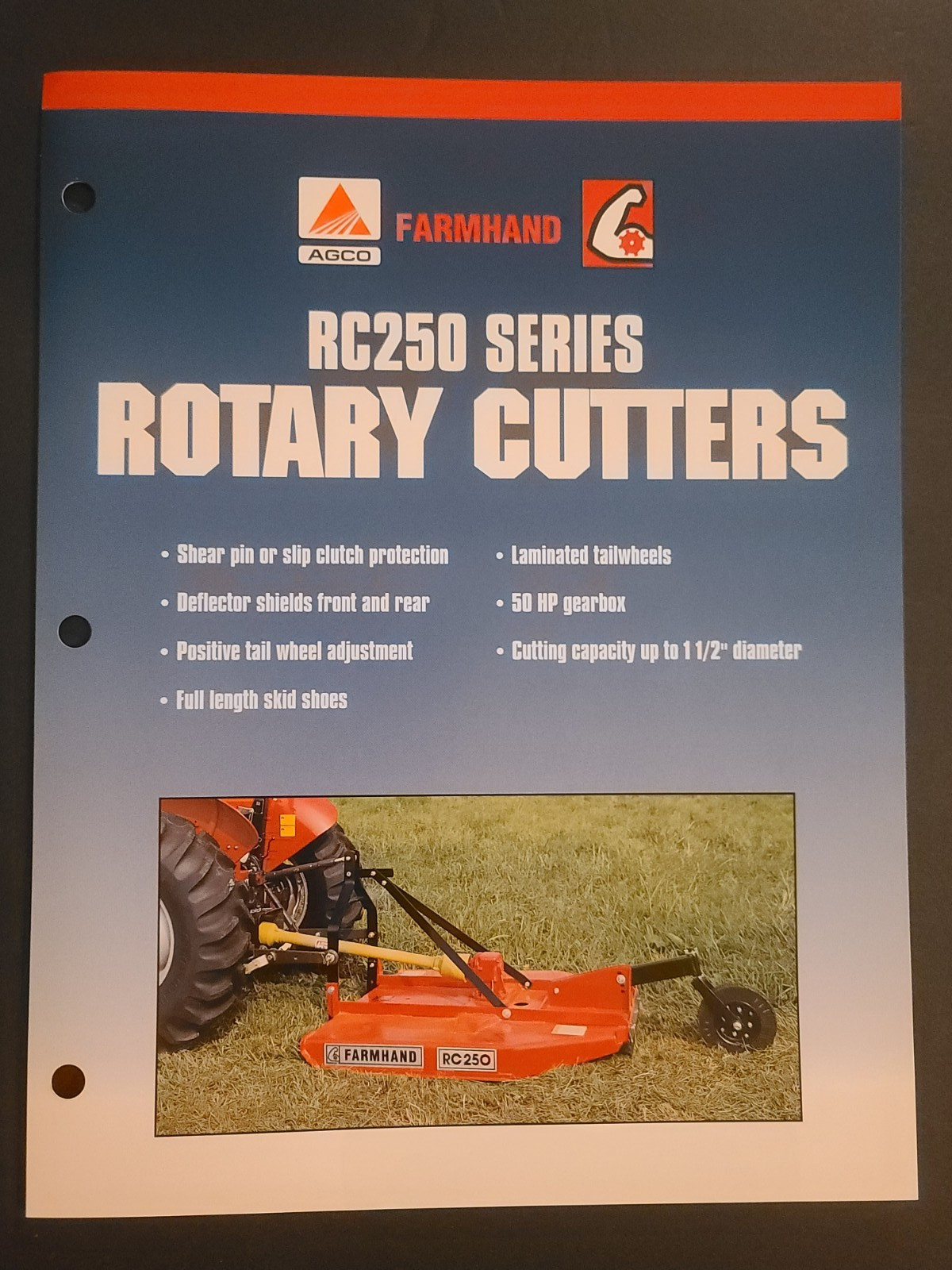 Vintage Agco Farmhand RC250 Series Rotary Cutters Brochure