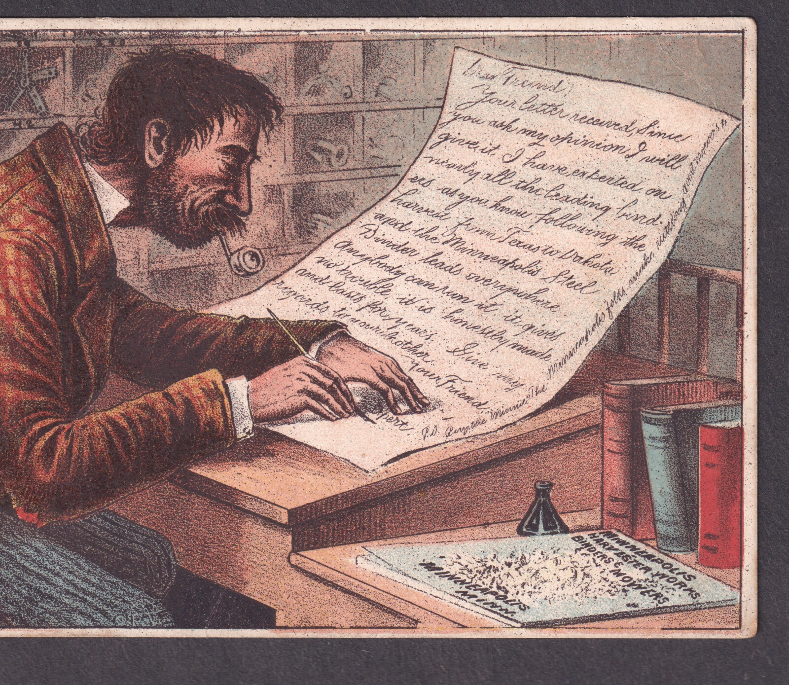 Antique Minneapolis Steel Binder 1880’s Minnie Farm Poem Advertising Trade Card