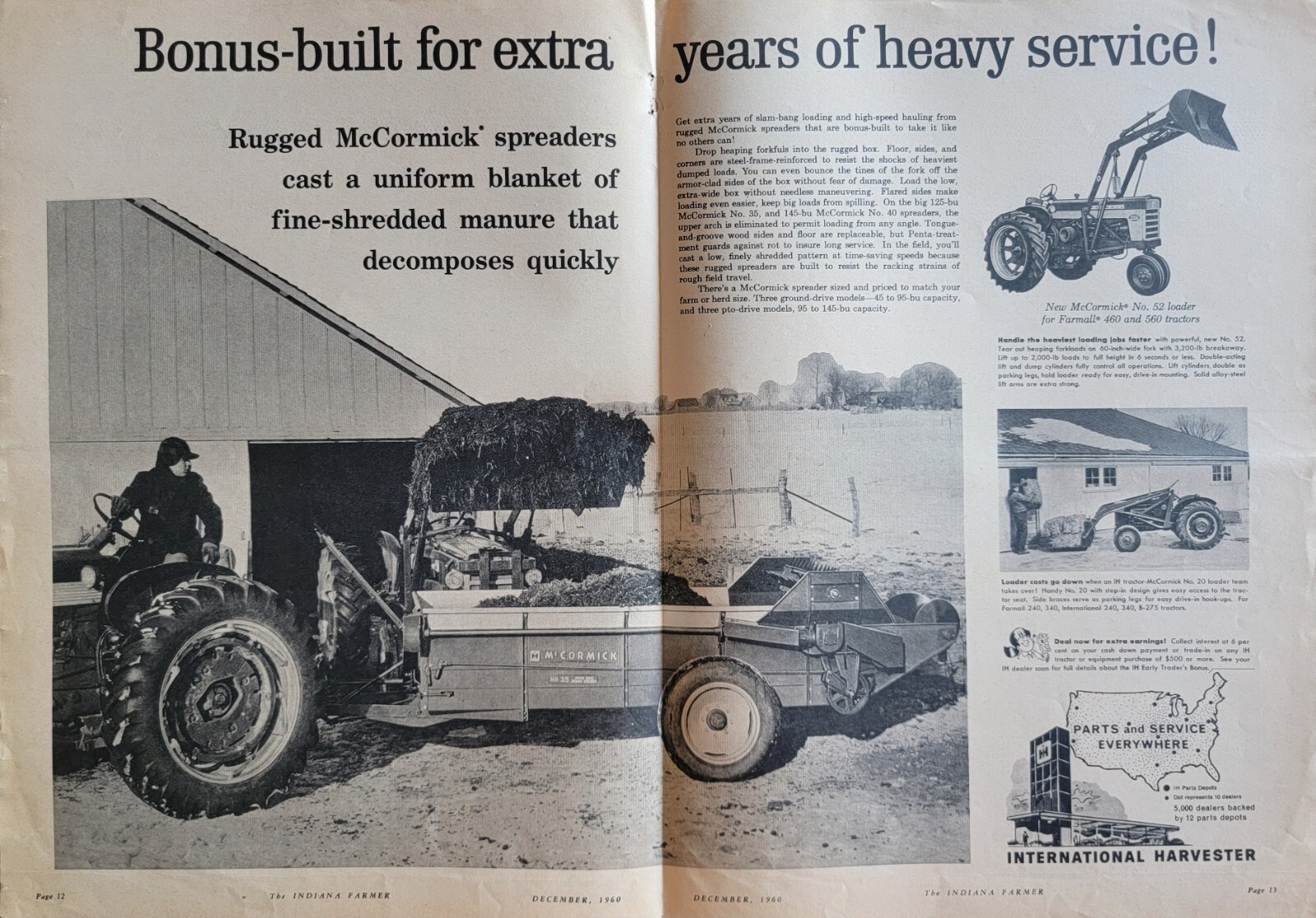 International Harvester Rugged McCormick Spreaders Vintage 1960 Agricultural Ad