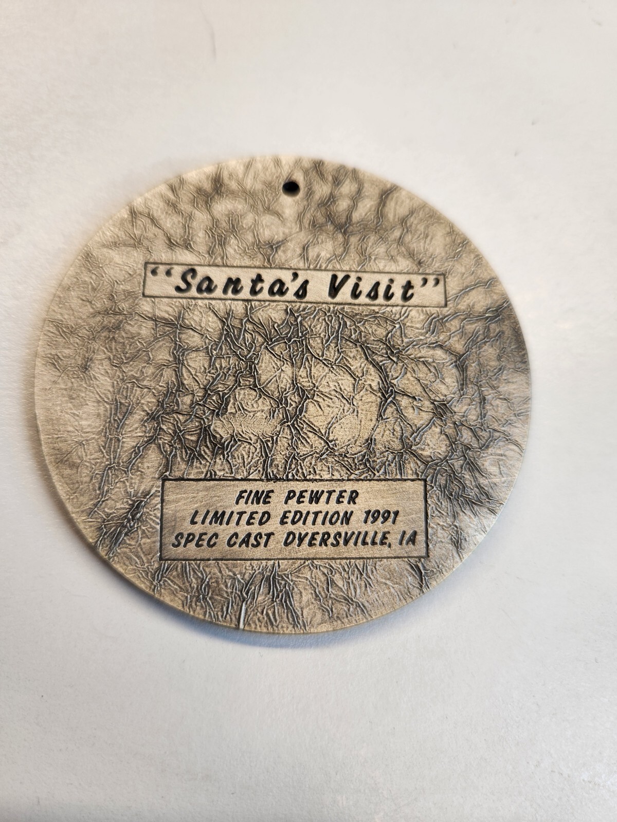 Spec Cast 1991 COUNTRY CHRISTMAS Pewter Xmas Ornament Santa’s Visit Limited Ed