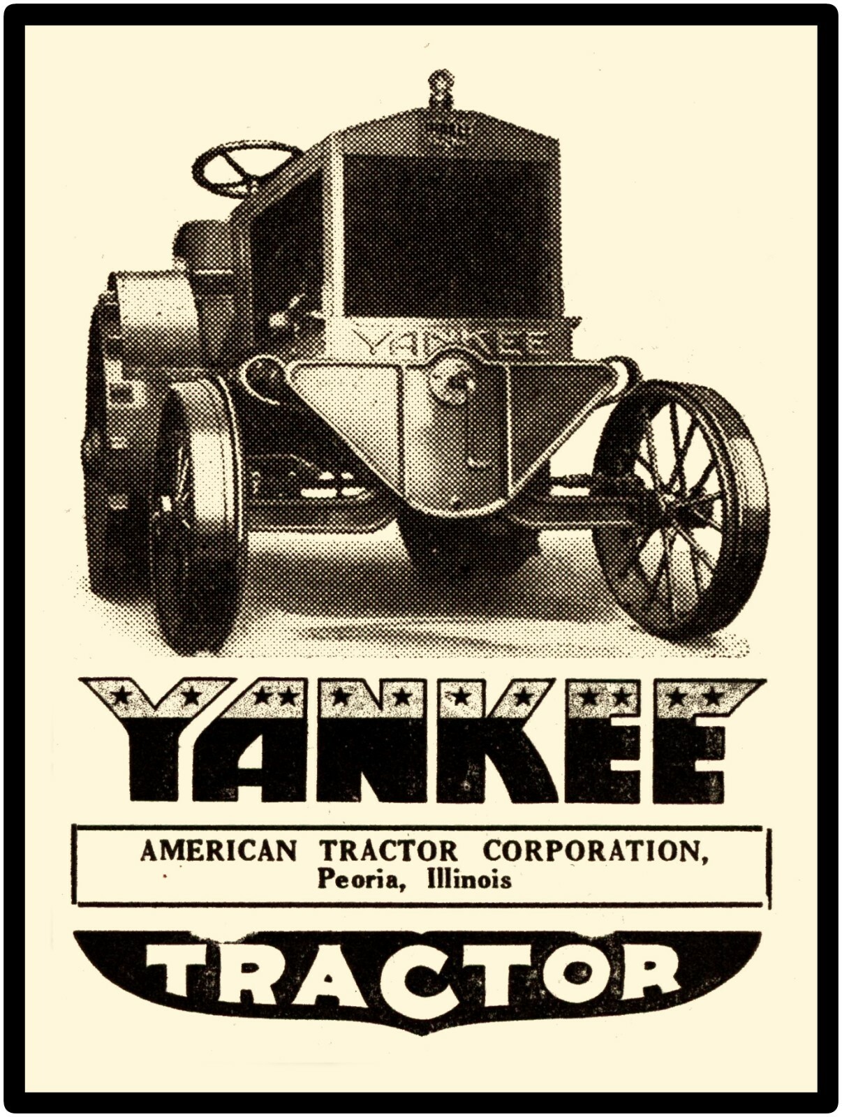 1919 American Tractor Corp Metal Sign: Yankee Tractor Large Size: 12″ x 16″