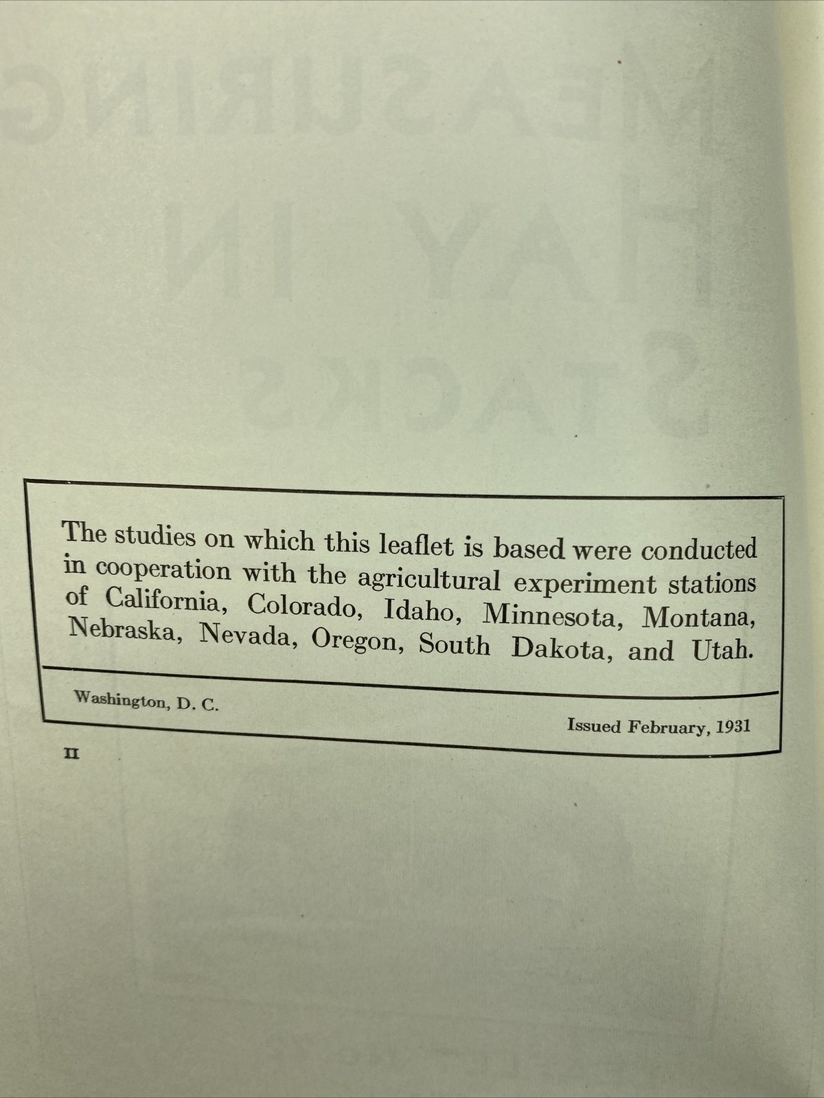 1939 USDA Farmers’ Bulletin No. 72 Measuring hay in stacks