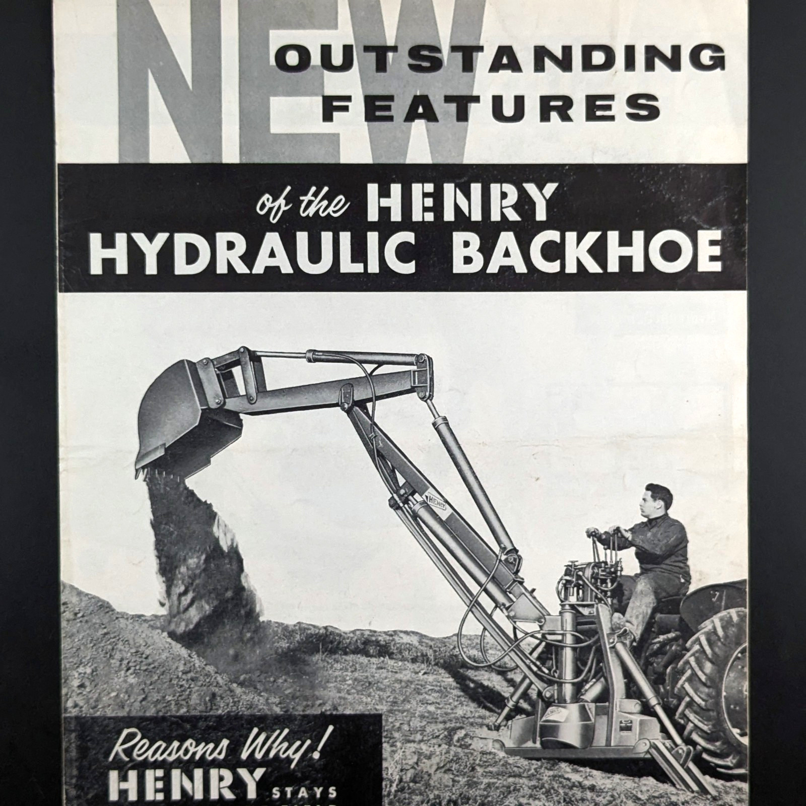 1950s Henry Hydraulic Backhoe Brochure Tractor Shovel Henry Mfg Co Topeka Kansas