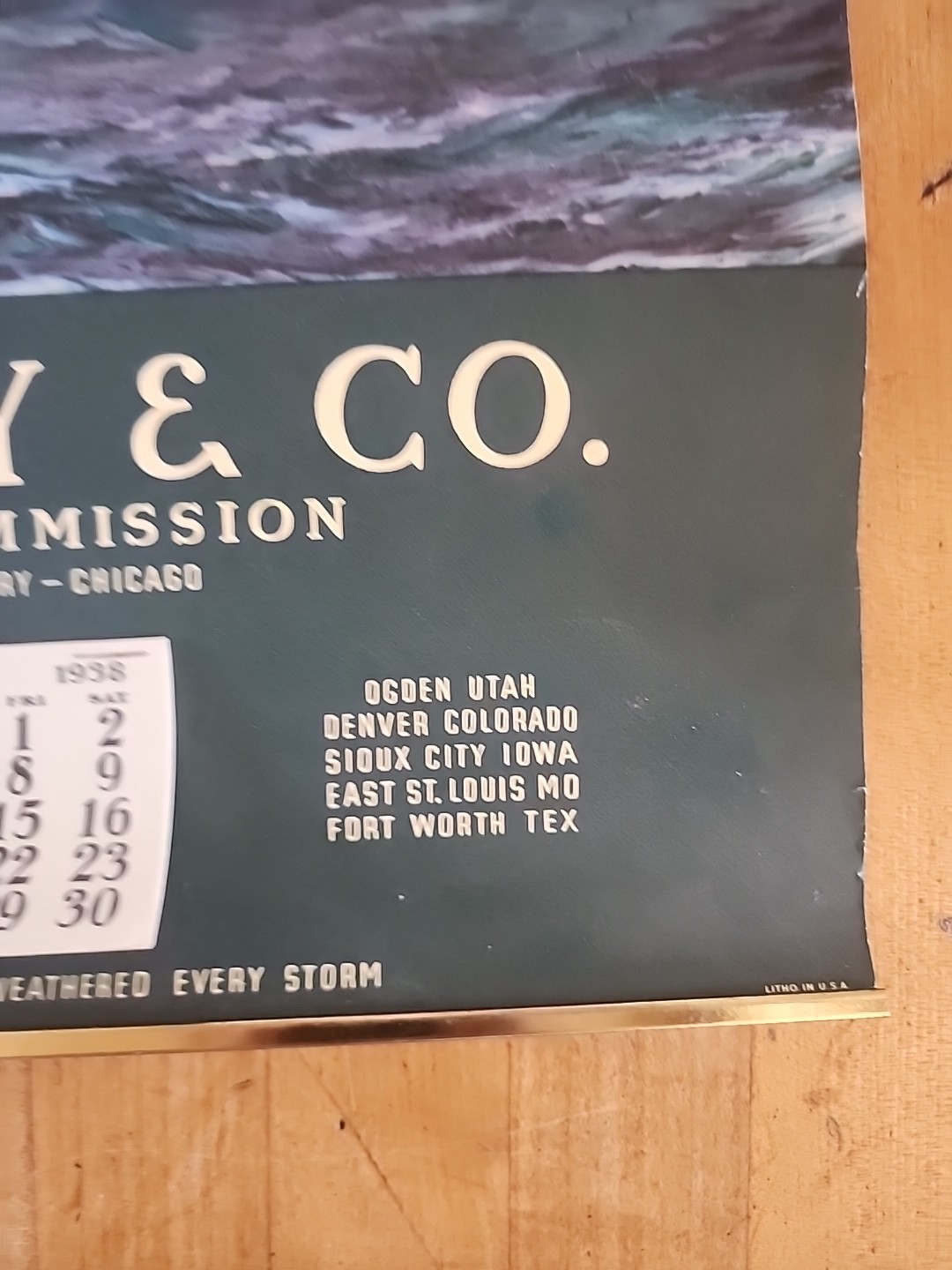 1938 John Clay & Co. Livestock Commission Company Advertising Calendar