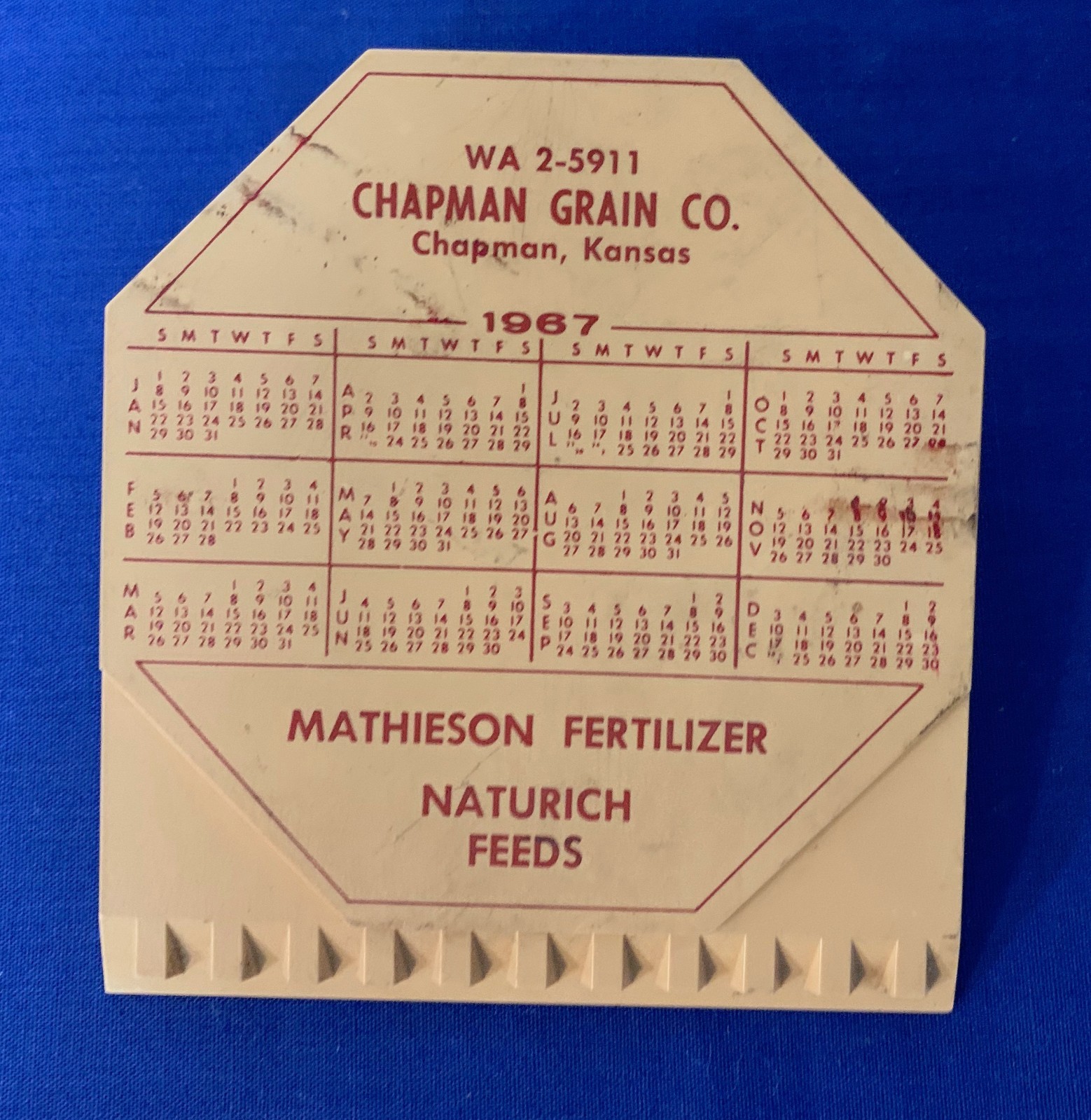 Vintage 1967 Kansas Car Sun Visor Clip w/ calendar
