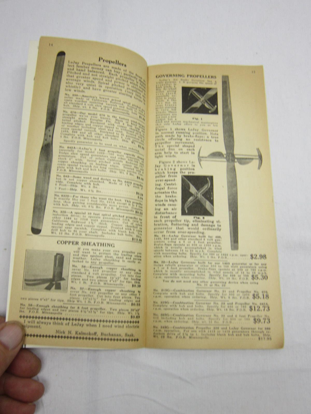 LEJAY Wind Electric Equipment Catalog Brochure Ad Vtg Old Farm Mill Tool Paper