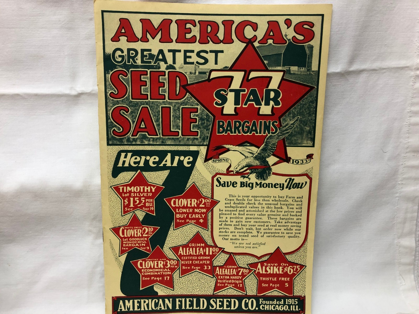 Vintage 1920-30’s America’s Field Seed Co. Booklet Farming