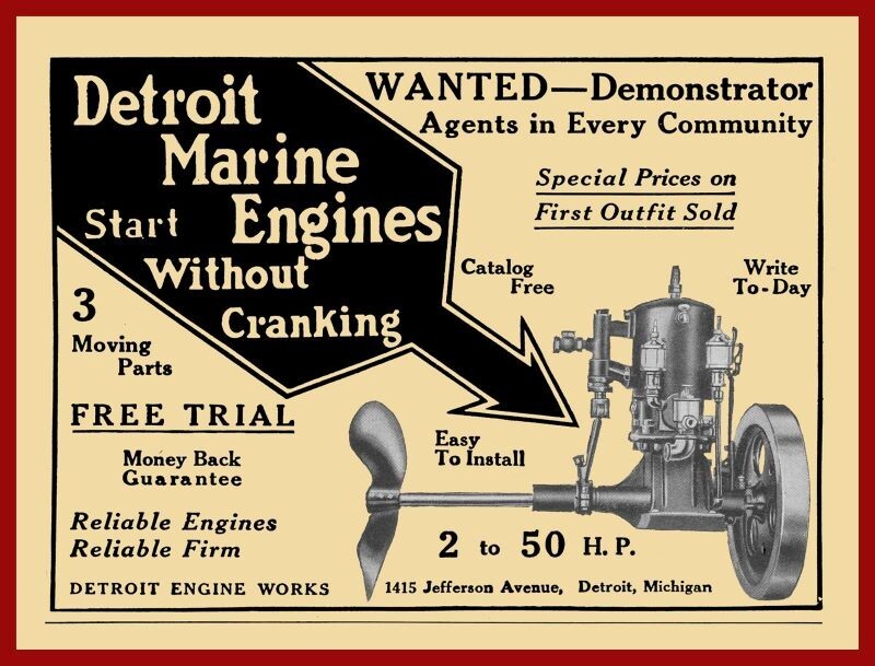 Detroit Engine Works Marine Gas Engine NEW METAL SIGN: 12×16″ & Free Ship