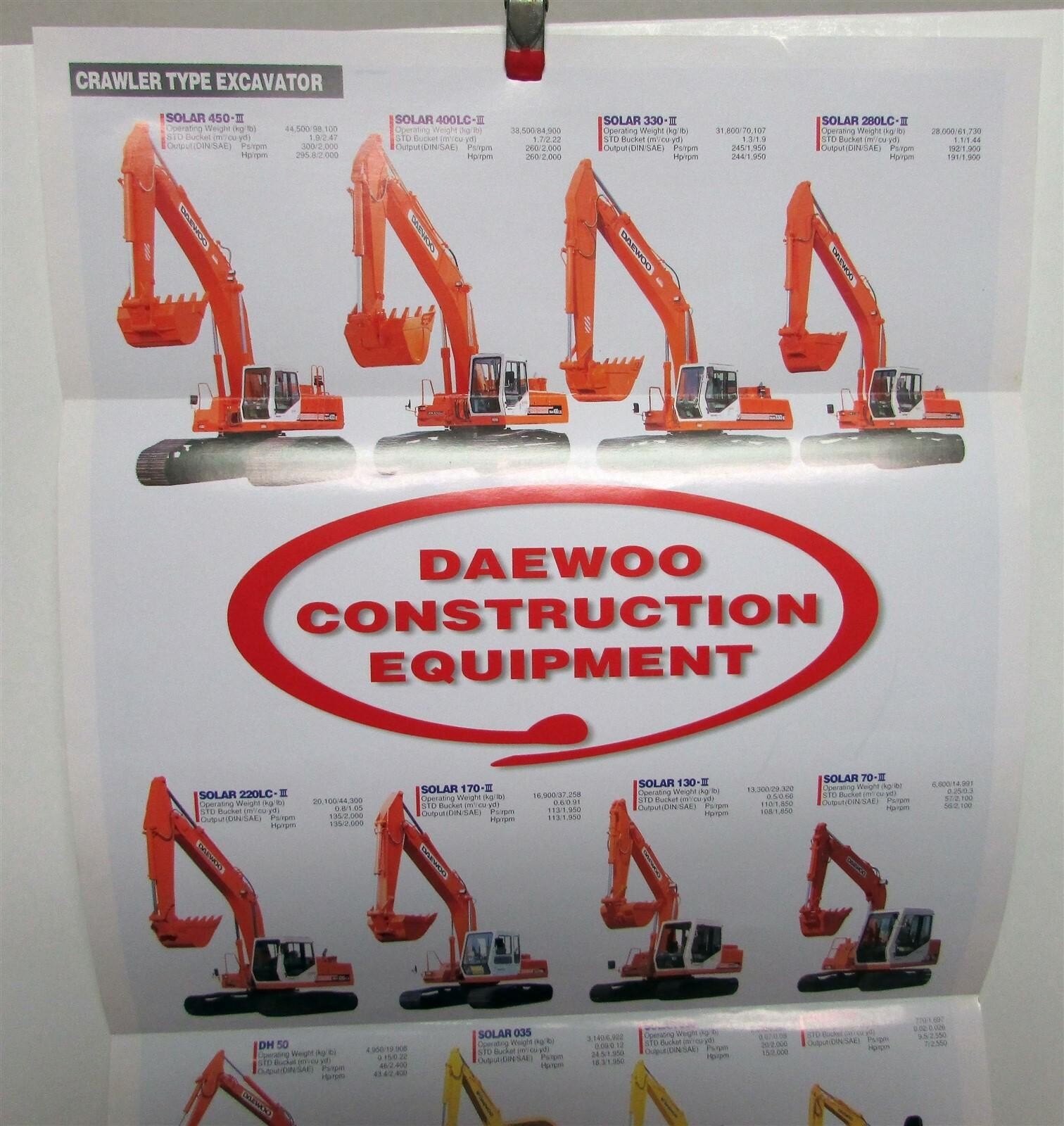 1998 Daewoo Full Line Excavator Crawler Wheel Loader Construction Sales Brochure