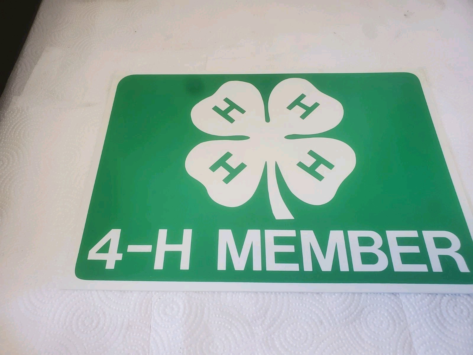 14″ X 12″ Plastic Sign 4-H Member Four Leaf Clover Logo Club
