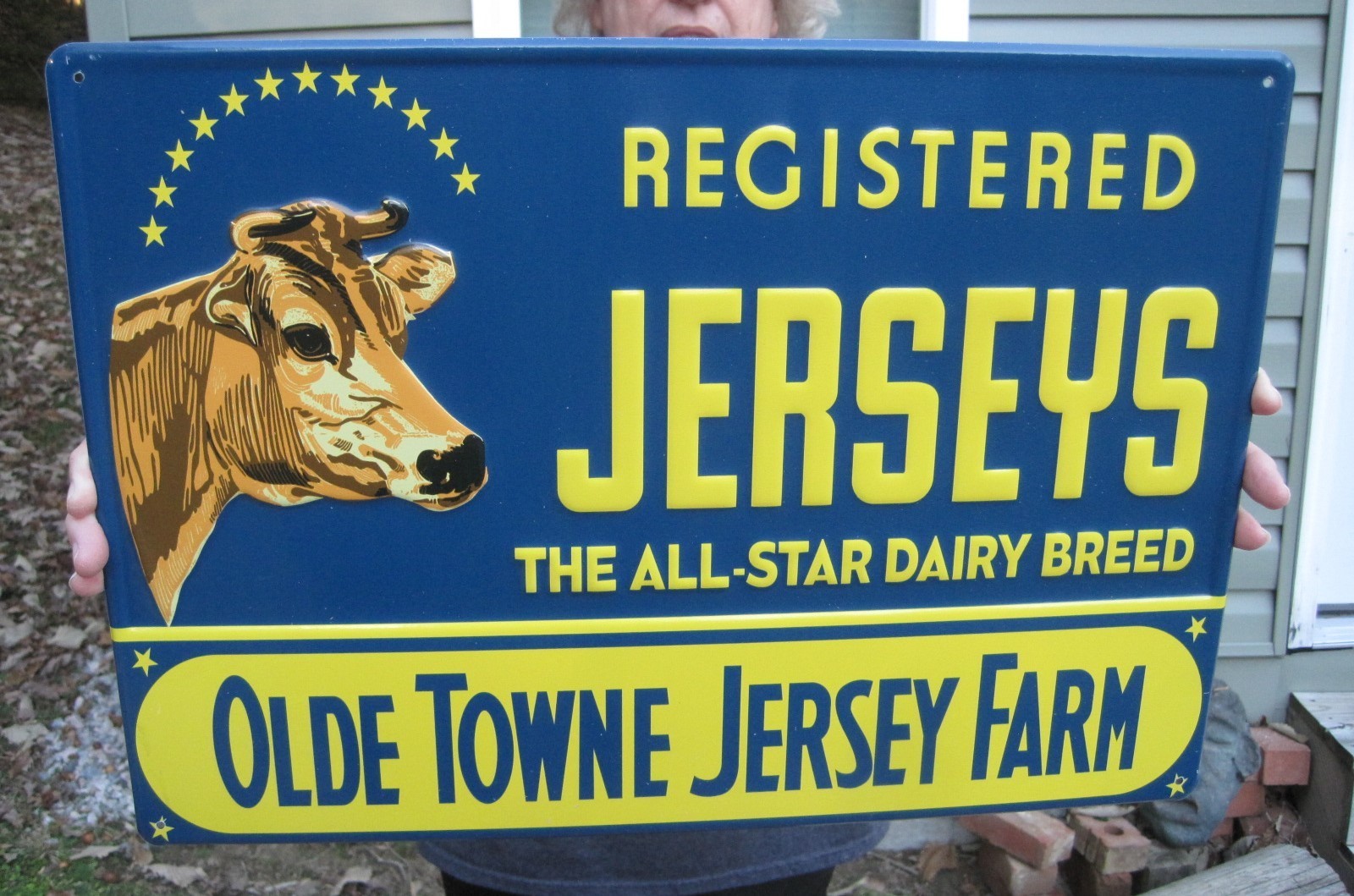 Jersey’s Olde Towne Jersey Cattle Cow Farm Metal Feed & Seed Farm Steel Sign