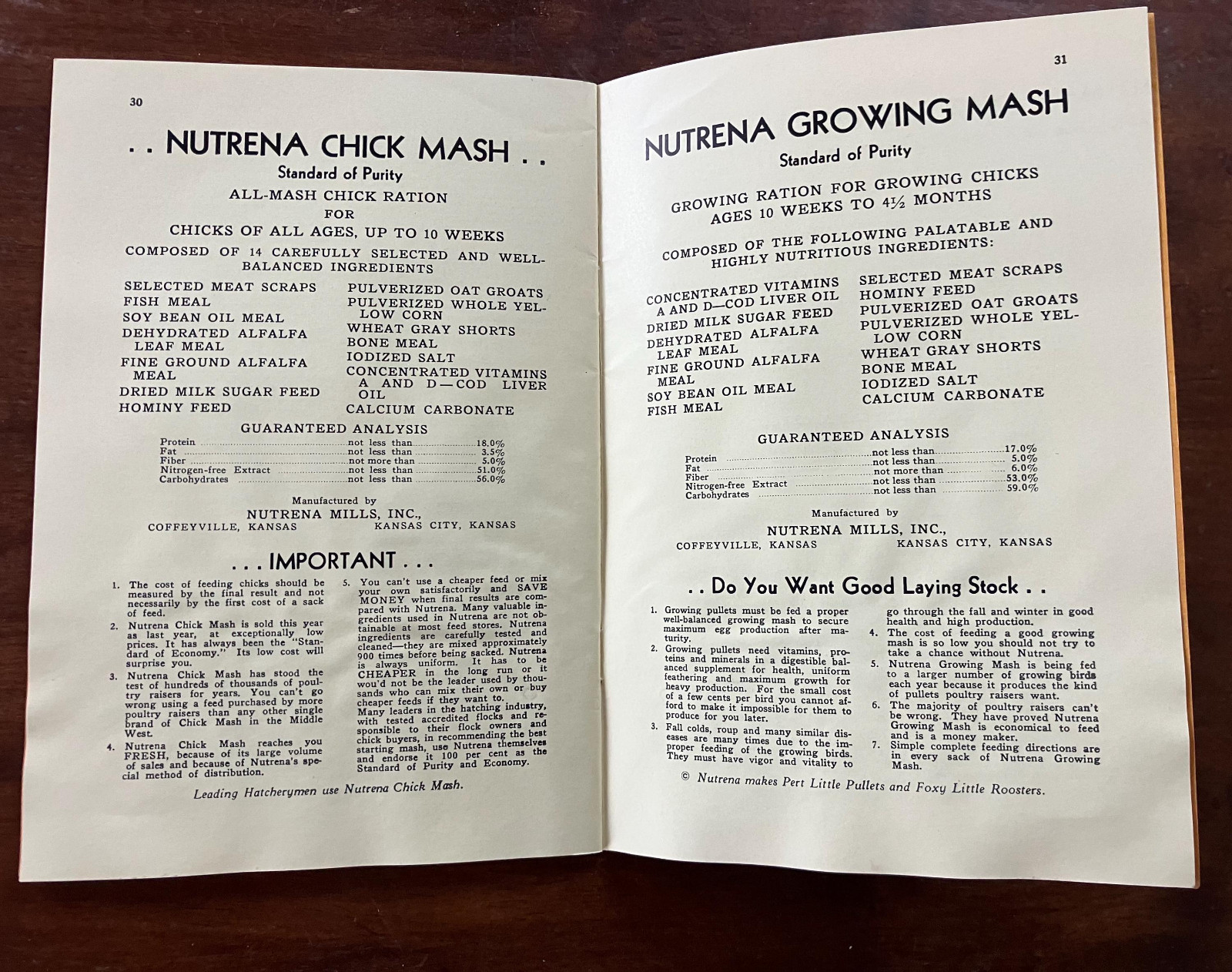 1920’s-30’s Chick Raising Secret for Average Folks Booklet by Nutrena Mills, Inc