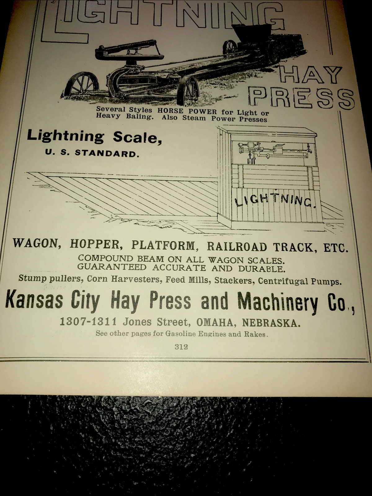 1905 Kansas City Hay Press & Machinery Lightning Farm Advertising – Omaha – Iowa