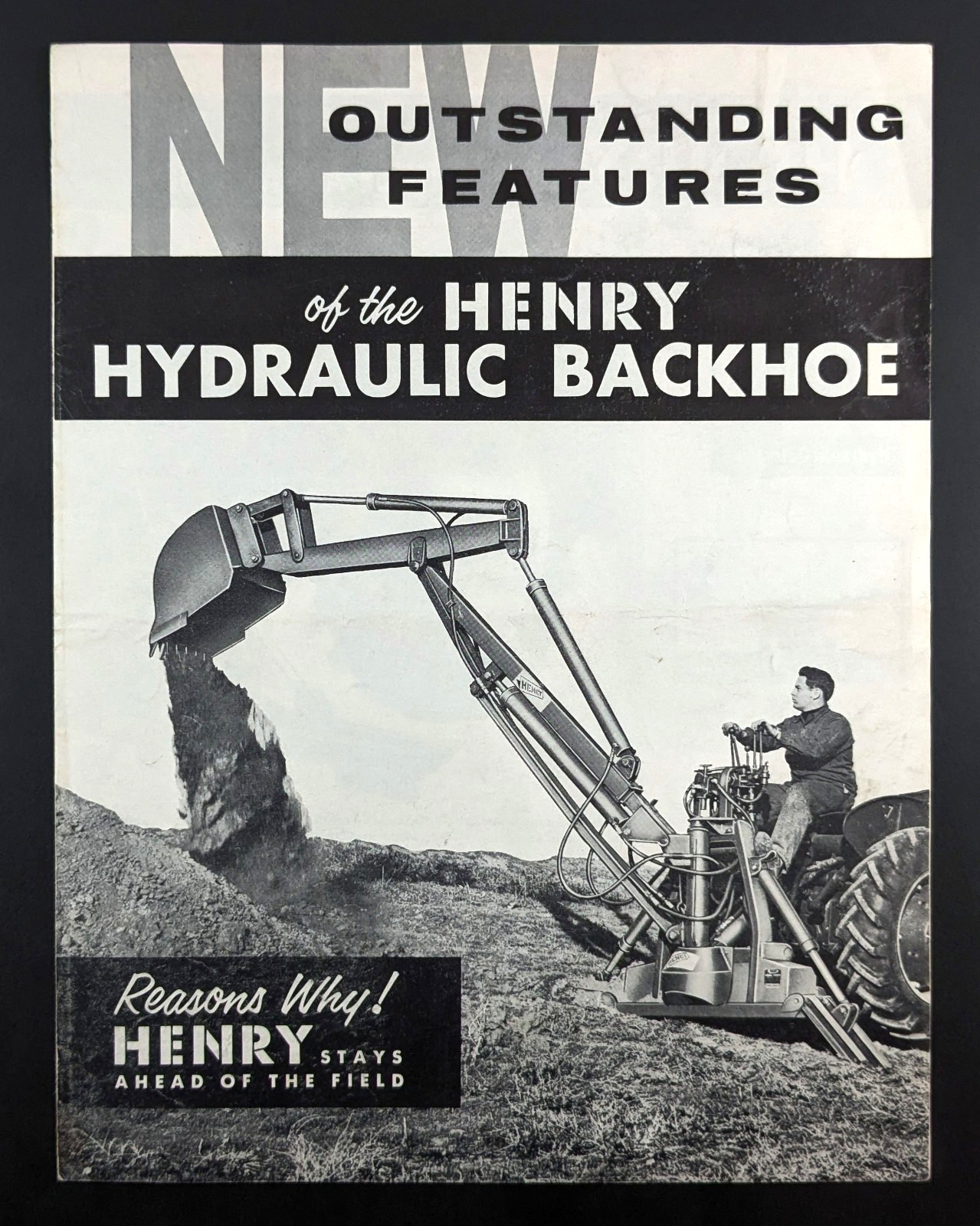 1950s Henry Hydraulic Backhoe Brochure Tractor Shovel Henry Mfg Co Topeka Kansas