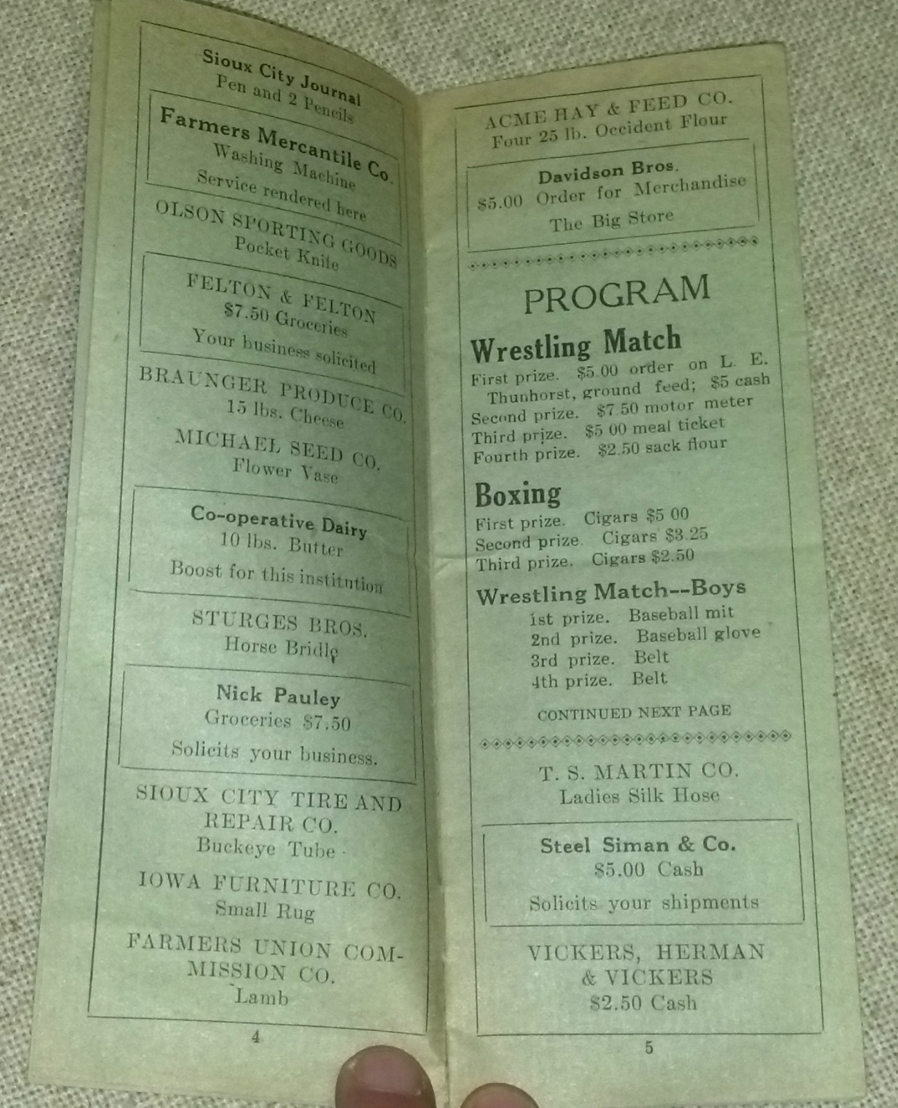 1928 7th Annual Perry Liberty Farm Bureau Picnic Program