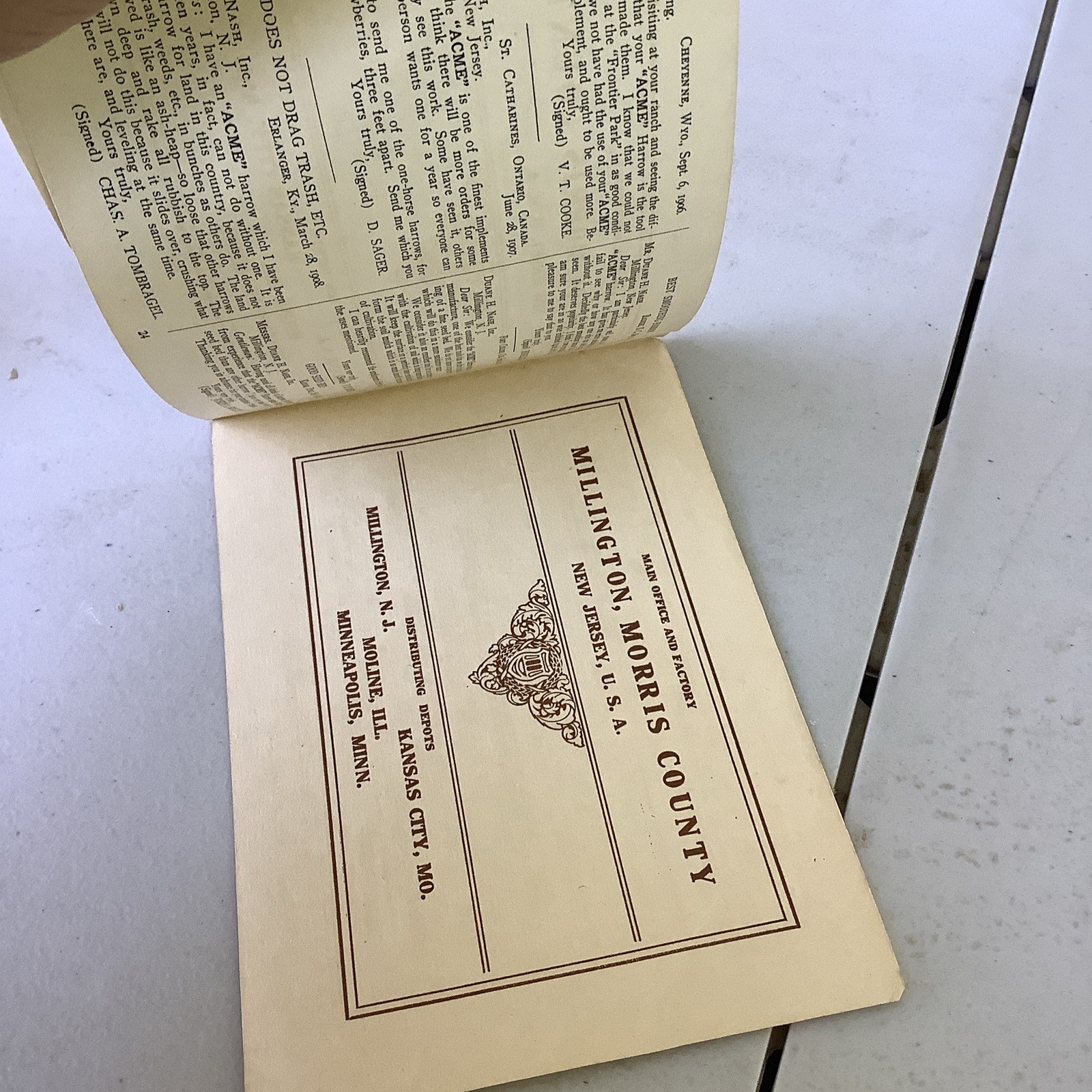 Acme Pulverizing Harrow Millington NJ Vintage Brochure Catalog Farm Equipment