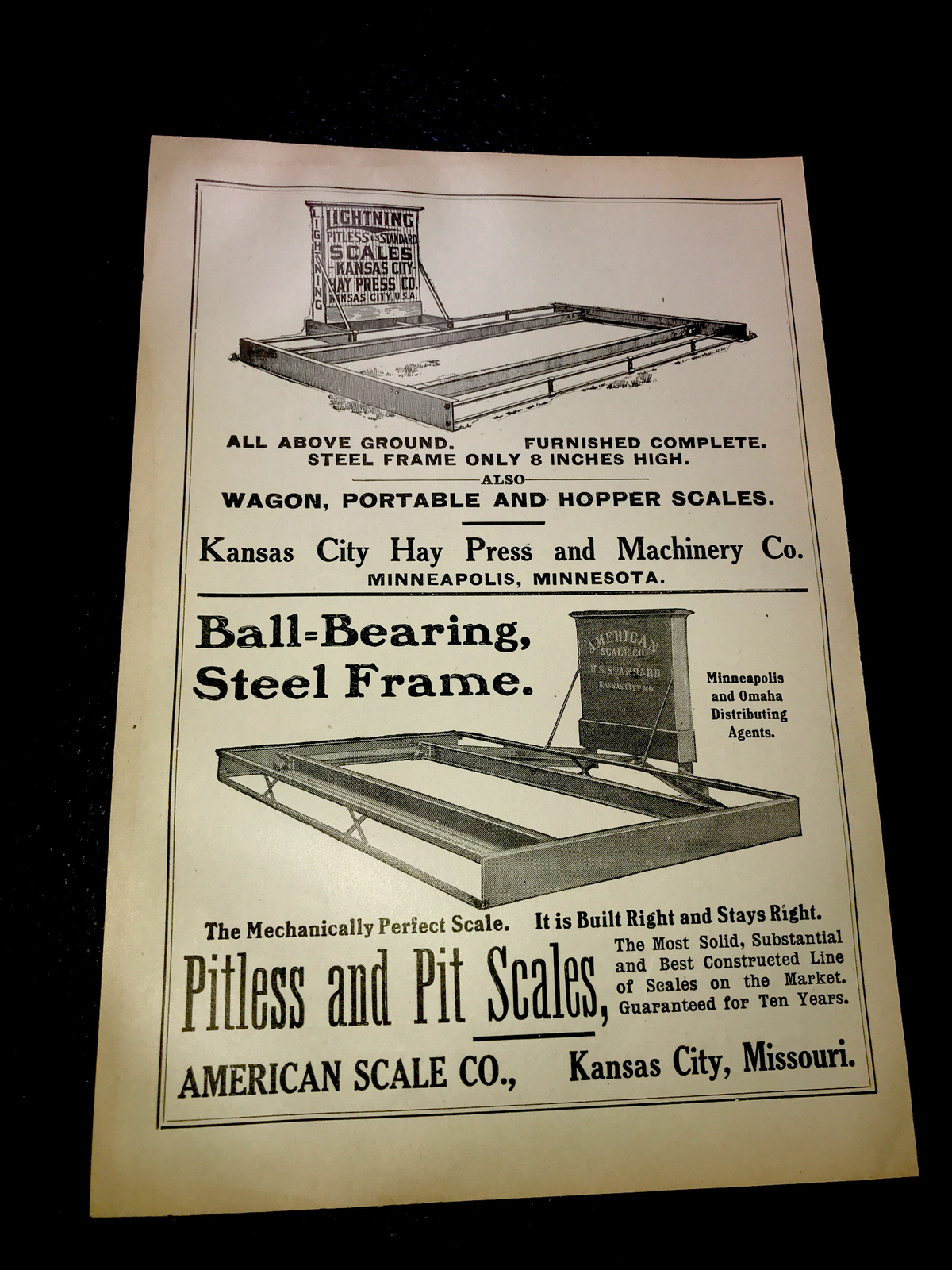 1908 Kansas City Hay Press Scales Farm Advertising – Kansas City – Missouri