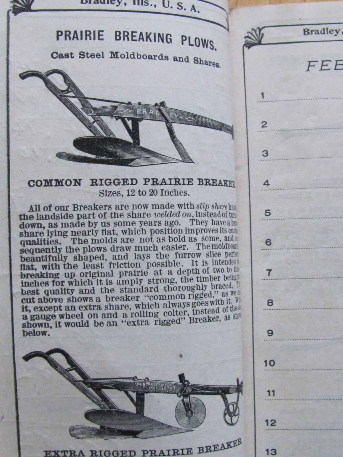 1902 POCKET BOOK BRADLEY MFG CO FARM & GARDEN PLOW CATALOG STYLE