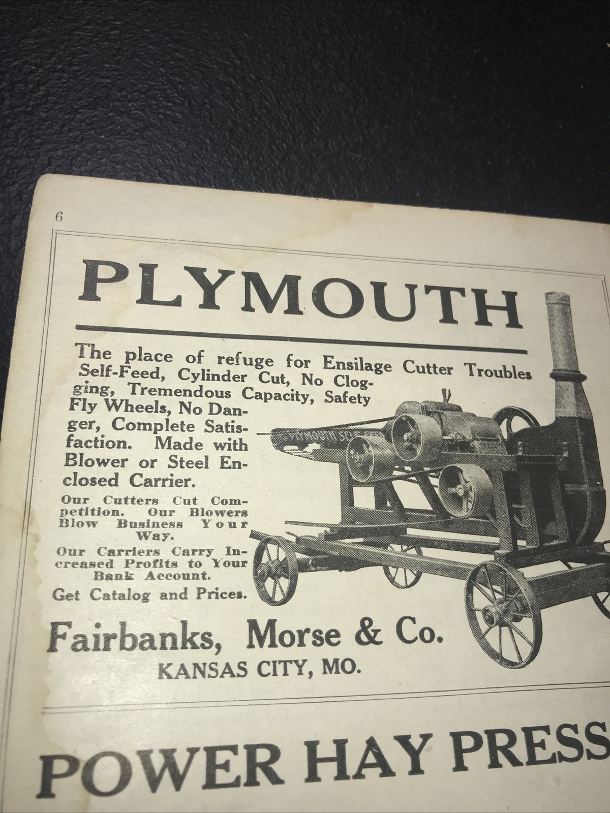 1916 Plymouth Implement Farm Advertising – Kansas City – Missouri