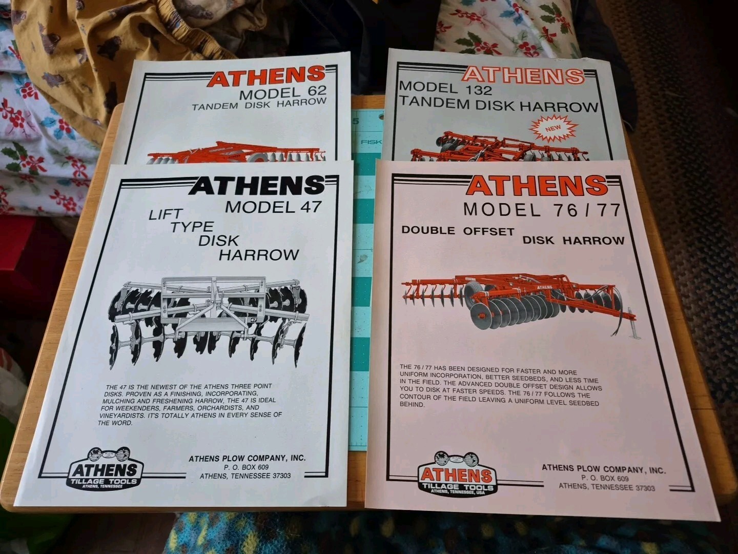 4 Vintage Athens Disk Harrow Brochures Model 47 62 76 77 132