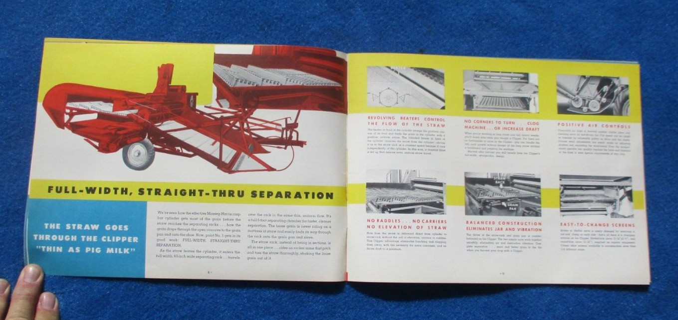 Massey Harris 1950’s Combine Sales Booklet Many Full Color Pages Original NOS