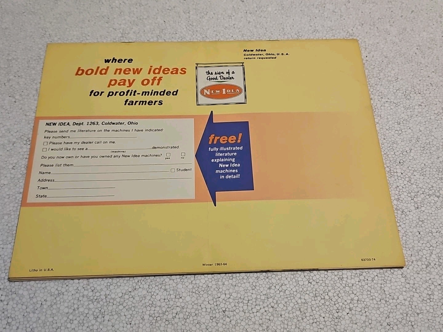 New Idea Buyers Guide For Winter 1963 1964 Sales Brochure Complete