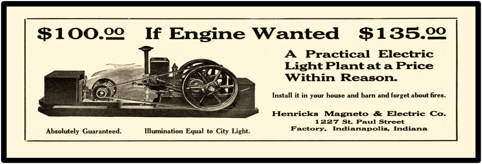 Henricks Magneto & Electric Sign, 12″ x 36″ USA STEEL XL Size – 4 POUNDS