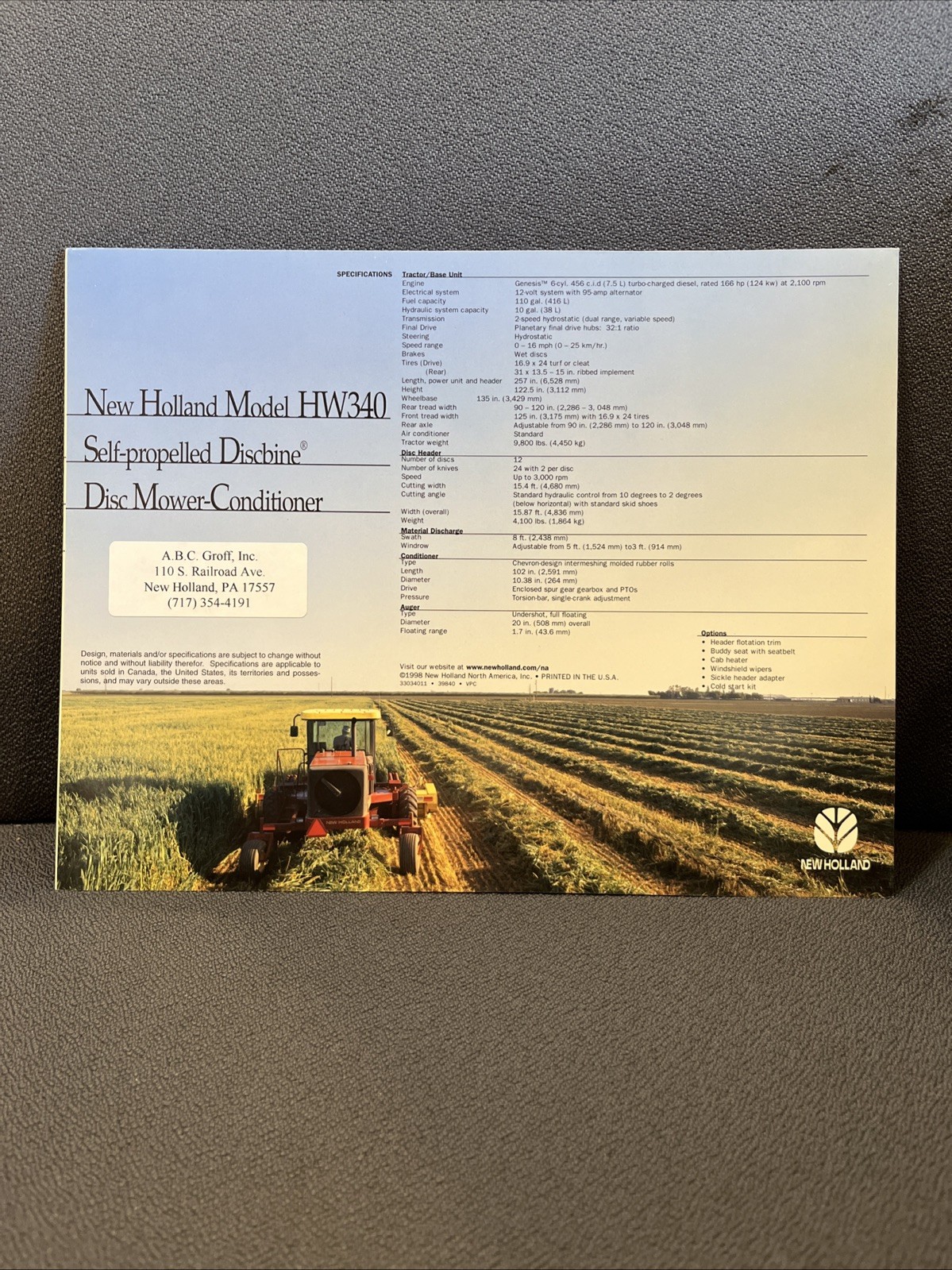 New Holland HW340 Self Propelled Windrower Sales Brochure