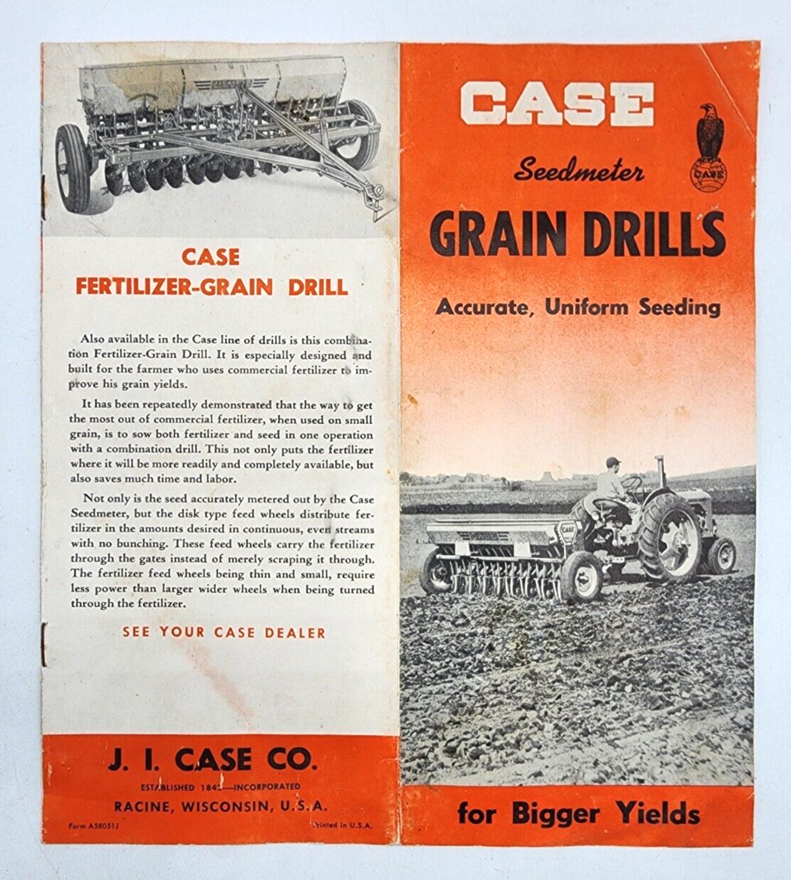 J. I. Case Co Seedmeter Grain Drills Sales Salesman Brochures 8 Pages Vintage
